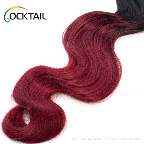 Japanese fiber Hair Bundles With Lace Closure  Body Wave Synthetic Braiding Hair Ombre Color for Women
